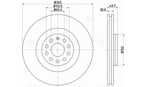 Диск тормозной Trialli, передний, правый/левый, для Audi A3, Volkswagen Golf, 1 шт, арт. DF 180129