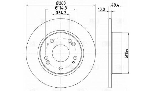 Диск тормозной Trialli, задний, правый/левый, для Honda Accord, 1 шт, арт. DF 230123