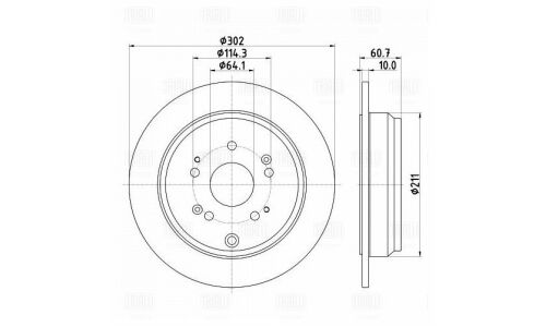 Диск тормозной Trialli, задний, правый/левый, для Honda CR-V, 1 шт, арт. DF 230117