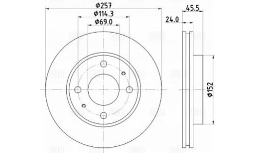 Диск торм. для а/м Hyundai Elantra (00-)/Matrix (01-) перед. d=257 | перед Trialli, арт. DF 084611