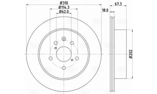 Диск тормозной Trialli, задний, правый/левый, для Lexus IS, 1 шт, арт. DF 198003