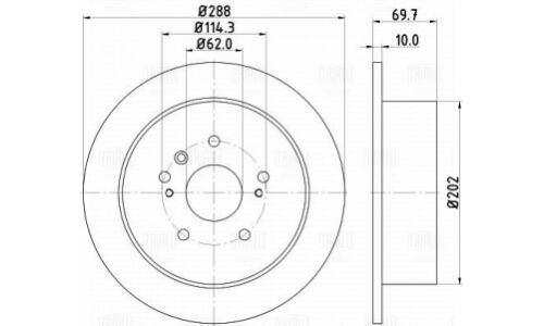 Диск тормозной Trialli, задний, правый/левый, для Toyota Harrier, Lexus RX, 1 шт, арт. DF 198007