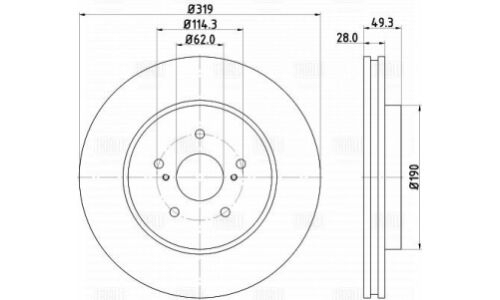 Диск тормозной Trialli, передний, правый/левый, для Toyota Harrier, Lexus RX, 1 шт, арт. DF 198008