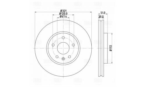 Диск торм. для а/м Opel Insignia (08-)/Saab 9-5 (10-) перед. d=321 R17 | перед Trialli, арт. DF 210214