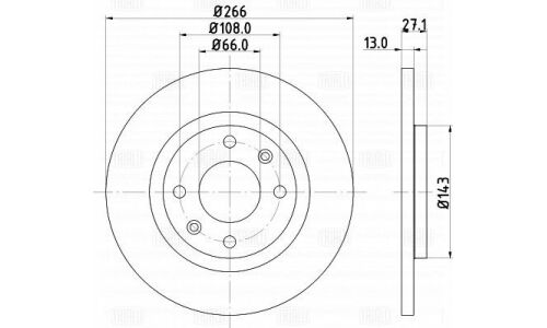 Диск тормозной Trialli, передний, правый/левый, для Peugeot Partner, Citroen Berglingo, 1 шт, арт. DF 190517