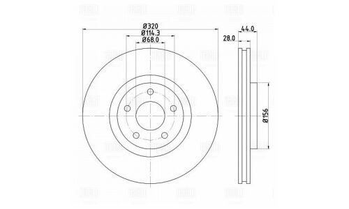 Диск тормозной Trialli, передний, правый/левый, для Renault Koleos, 1 шт, арт. DF 095118