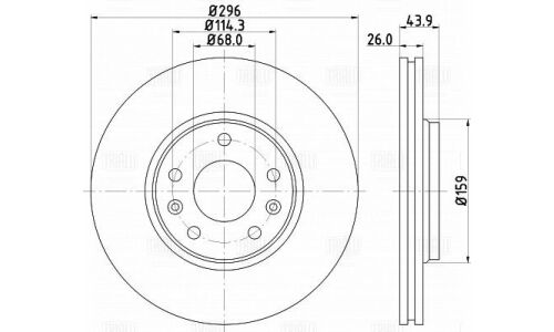 Диск тормозной Trialli, передний, правый/левый, для Renault Megane, 1 шт, арт. DF 095115