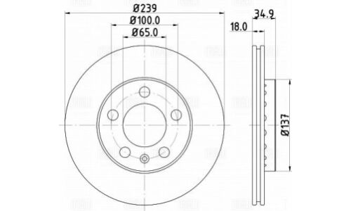Диск торм. для а/м Skoda Fabia (99-)/VW Polo (01-) перед. d=239 | перед Trialli, арт. DF 180127