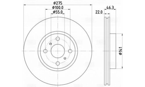 Диск тормозной Trialli, передний, правый/левый, для Toyota Yaris, 1 шт, арт. DF 190204