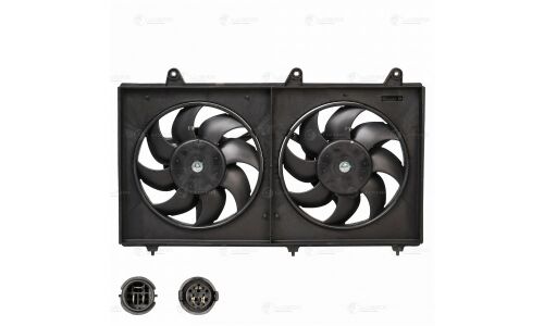 Э/вентилятор охл. для а/м Chery Indis (10-)/Kimo (07-)/QQ6 (06-) (2 вент.) (с кожухом) Luzar, арт. LFK 3012