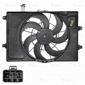 Вентилятор охлаждения радиатора Luzar, с кожухом и резистором, для KIA Seltos, арт. LFK 0849