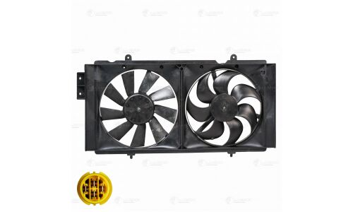 Вентилятор охлаждения радиатора Luzar, с кожухом, с 2 вентиляторами, для двигателей 1.5i / 1.8i, для Lifan Solano, арт. LFK 3016