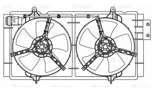 Вентилятор охлаждения радиатора Luzar, с кожухом, с 2 вентиляторами, для двигателей 1.5i / 1.8i, для Lifan Solano, арт. LFK 3016