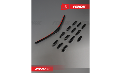 Щётка стеклоочистителя Fenox 580мм (23") бескаркасная, всесезонная, со спойлером, 14 переходников, 1 шт, арт. WB58230