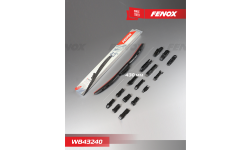 Щётка стеклоочистителя Fenox 430мм (17") гибридная, всесезонная, 15 переходников, 1 шт, арт. WB43240