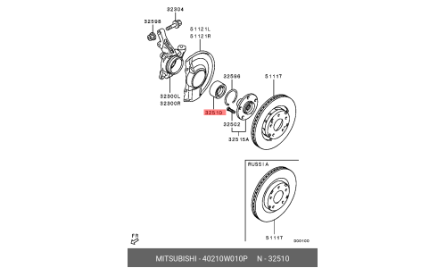 Подшипник ступицы колеса | перед Mitsubishi, арт. 40210W010P