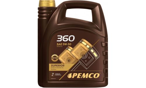 Масло моторное Pemco 360 5w30, синтетическое, API SN, ACEA C4, универсальное, 5л, арт. PM0360-5