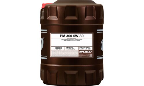 Масло моторное Pemco 360 5w30, синтетическое, API SN, ACEA C4, универсальное, 20л, арт. PM0360-20