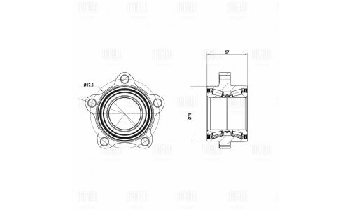 Ступица колеса Trialli, с подшипником, передняя, для Ford Transit, арт. MR 1034