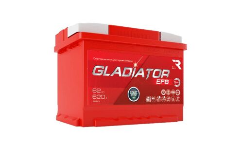 Аккумулятор RAZ Gladiator EFB LN2R/L2R(H5R), 62Ач, CCA 620А, необслуживаемый, арт. GEF6210
