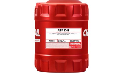 Масло трансмиссионное Chempioil ATF D-II, минеральное, Dexron II D, для АКПП и ГУР, 20л, арт. CH8901-20-E