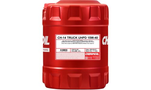 Масло моторное Chempioil Truck CH-14 UHPD 15w40, синтетическое, API CK-4, ACEA E6/E7/E9, JASO DH-2, для дизельного двигателя, 20л, арт. CH9114-20