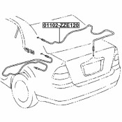 Трос привода замка открывания багажника | прав/лев Febest, арт. 01102-ZZE120