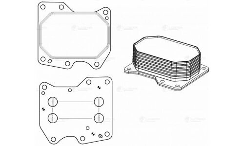 Радиатор масляный для а/м Ford Transit (06-)/(13-)/Peugeot Boxer (06-) 2.2TD (124*114.8*43мм) Luzar, арт. LOc 1001