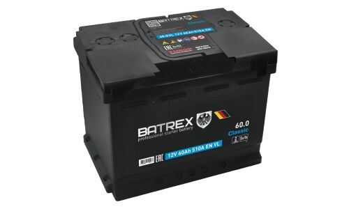 Аккумулятор Batrex Classic L2(H5) L, 60Ач, CCA 510А, обслуживаемый, арт. 4610082700277
