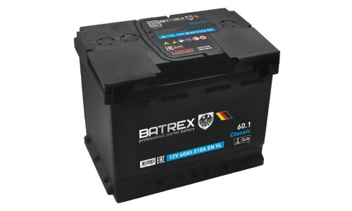 Аккумулятор Batrex Classic L2R(H5R), 60Ач, CCA 510А, обслуживаемый, арт. 4610082700284