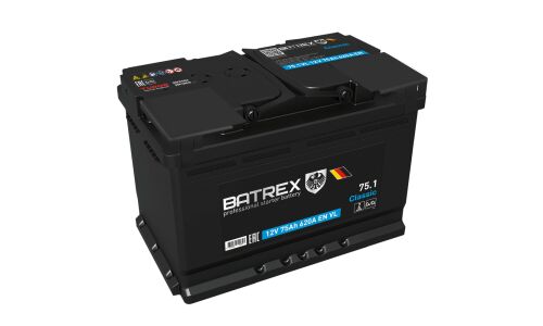 Аккумулятор Batrex Classic L3R(H6R), 75Ач, CCA 620А, обслуживаемый, арт. 4610082700307