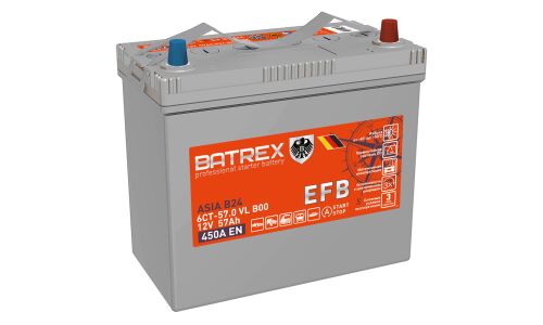 Аккумулятор Batrex Asia N-55/70B24L, 57Ач, CCA 450А, обслуживаемый, технология EFB, арт. 4610082700345