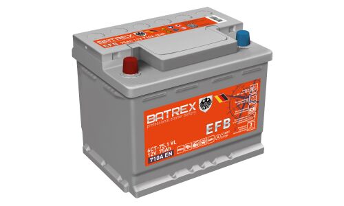 Аккумулятор Batrex LN3/L3R(H6R), 75Ач, CCA 710А, обслуживаемый, технология EFB, арт. 4610082700437