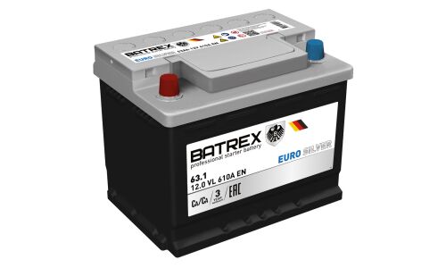 Аккумулятор Batrex Euro Silver L2R(H5R), 63Ач, CCA 610А, обслуживаемый, арт. 4610082700468