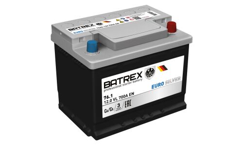 Аккумулятор Batrex Euro Silver L3(H6) L, 74Ач, CCA 700А, обслуживаемый, арт. 4610082700475