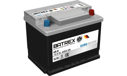 Аккумулятор Batrex Euro Silver LB2 L, 60Ач, CCA 600А, обслуживаемый, арт. 4610082700529