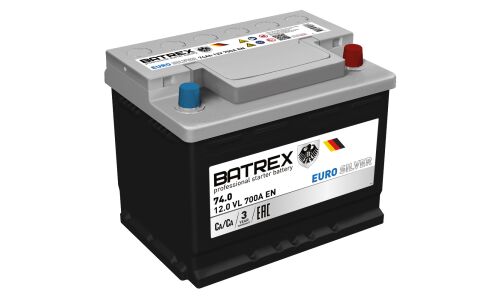 Аккумулятор Batrex Euro Silver LB3 L, 74Ач, CCA 700А, обслуживаемый, арт. 4610082700536