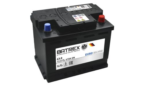 Аккумулятор Batrex Euro Silver L2(H5) L, 63Ач, CCA 610А, обслуживаемый, арт. 4610082700543
