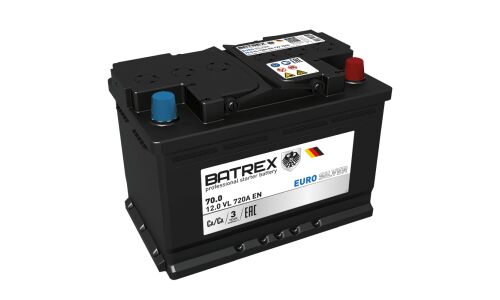 Аккумулятор Batrex Euro Silver L3(H6) L, 70Ач, CCA 720А, обслуживаемый, арт. 4610082700550