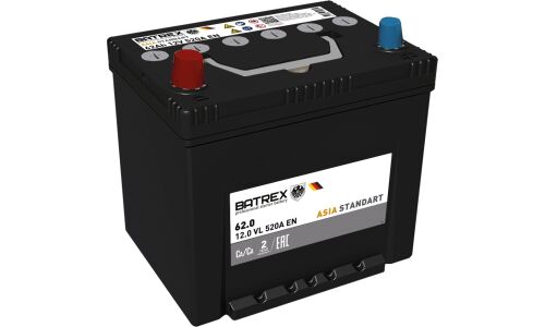 Аккумулятор Batrex Asia Standart 75D23R, 62Ач, CCA 520А, обслуживаемый, арт. 4610082700826