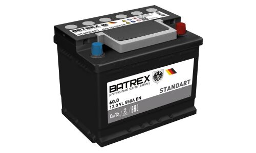Аккумулятор Batrex Standart L2(H5) L, 60Ач, 550А, необслуживаемый, арт. 4610082700628