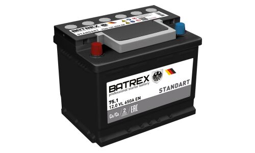 Аккумулятор Batrex Standart L3R(H6R), 75Ач, 650А, обслуживаемый, арт. 4610082700666