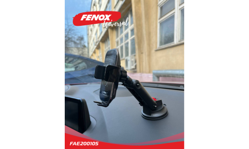 Держатель для телефона Fenox, в дефлектор / на присоске, с беспроводной зарядкой, на гибкой штанге, чёный, арт. FAE200105