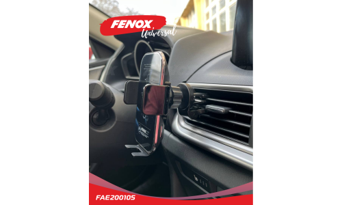 Держатель для телефона Fenox, в дефлектор / на присоске, с беспроводной зарядкой, на гибкой штанге, чёный, арт. FAE200105