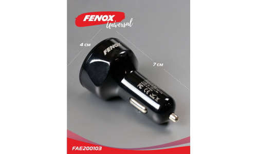 Зарядное устройство в прикуриватель Fenox, 12/24В, 4xUSB (5В, 2.4/3.1А), с подсветкой и функцией быстрой зарядки Quick Charge 3.0, арт. FAE200103
