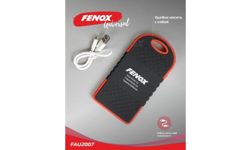 Аккумулятор внешний (Power Bank) Fenox, 5000мАч, вход microUSB, выходы 2xUSB, 5В, солнечная батарея, фонарик, индикатор заряда, арт. FAU2007