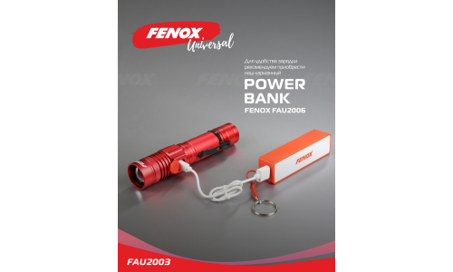 Фонарь Fenox, светодиодный, встроенный аккумулятор, с магнитным креплением, арт. FAU2003