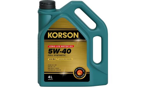 Масло моторное Korson Long Life Motor Oil 5w40, синтетическое, API SN/CF, ACEA A3/B4, универсальное, 4л, арт. KS00012