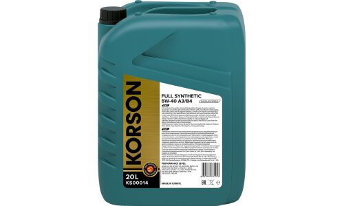 Масло моторное Korson Long Life Motor Oil 5w40, синтетическое, API SN/CF, ACEA A3/B4, универсальное, 20л, арт. KS00014