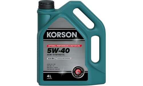 Масло моторное Korson Optimal Performance Motor Oil 5w40, полусинтетическое, API SM/CF, ACEA A3/B4, универсальное, 4л, арт. KS00082